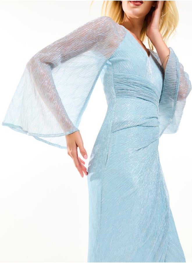 House of Moda Ruched Sheer Sleeve Dress - Image 5