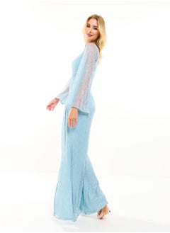 House of Moda Gathered Wrap Front Maxi Dress with Sheer Sleeves by Styli  - Image 1
