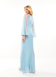 House of Moda Gathered Wrap Front Maxi Dress with Sheer Sleeves by Styli  - Image 2