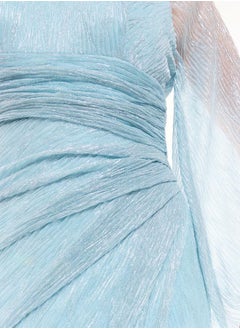 House of Moda Gathered Wrap Front Maxi Dress with Sheer Sleeves by Styli  - Image 3