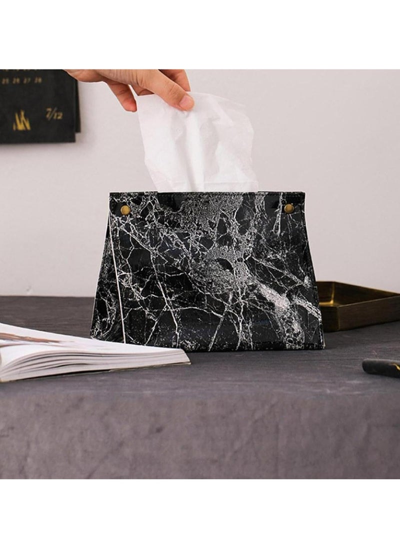 Oasisgalore Decorative Leather Tissue Box Cover for Bathroom and Home Use（Black）  - Image 3