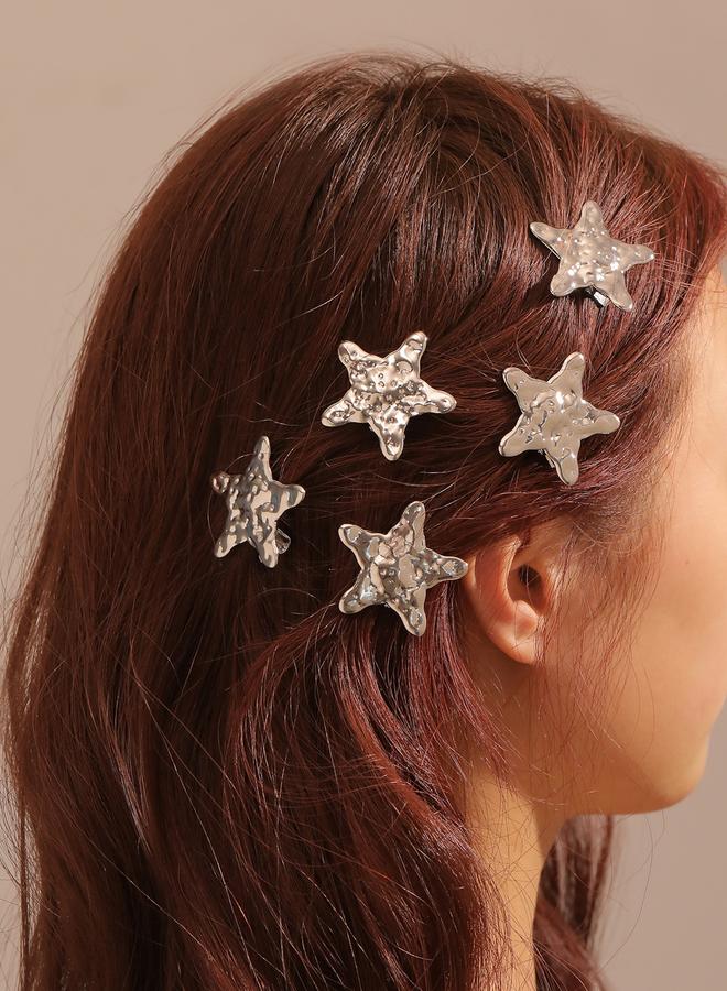 Take Two Silver Embellished Star Hair Clips - Image 2