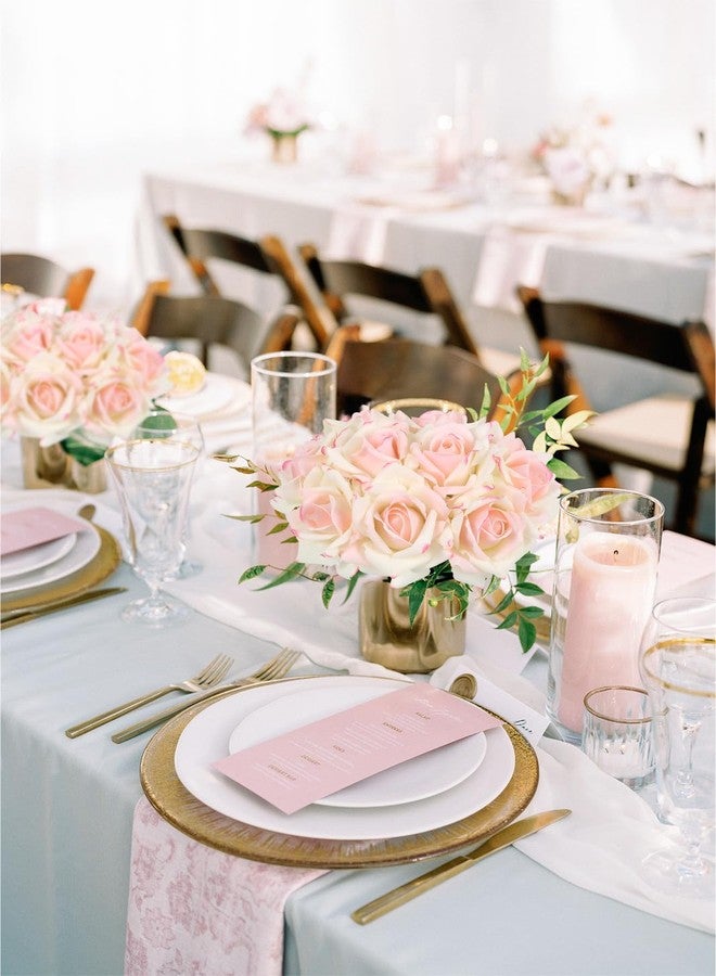 IPOPU Fake Roses,2 Bouquets 10PCS Real Touch Roses Artificial Flowers Faux Roses with Stems for Wedding Party Home Table Centerpieces Decoration(Pink Edge) - Image 4