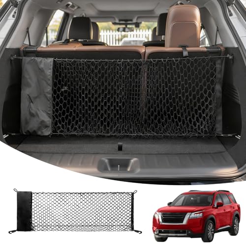 Maxzina Cargo Net Compatible with 20132025 Nissan Pathfinder Truck Bed Cargo Net 305131 Double Layer Envelope Style Dense Mesh Trunk Organizer for 2024 Pathfinder Exterior Accessories - Image 1