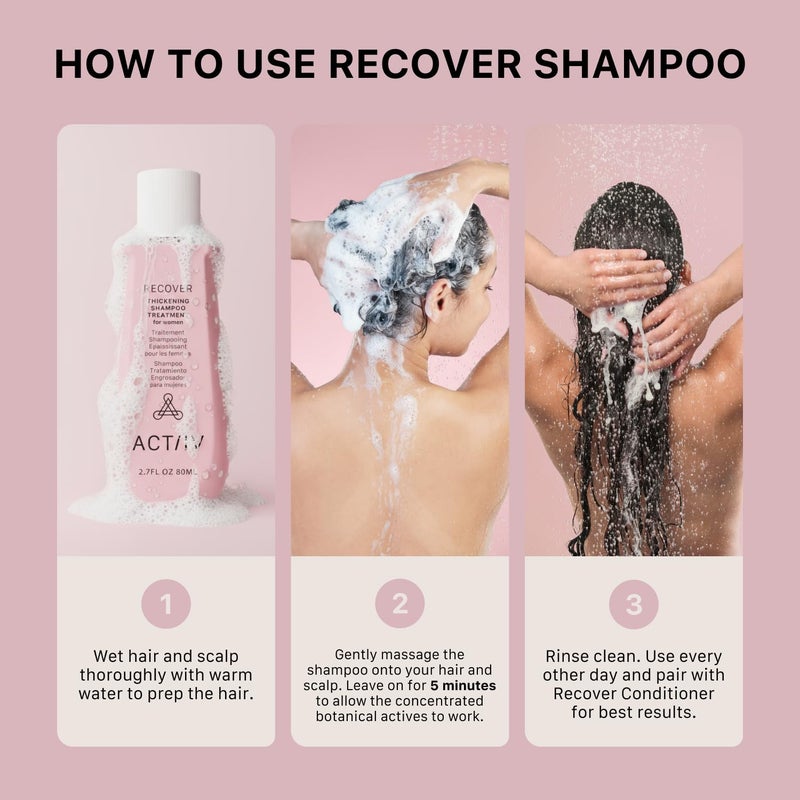 ACTIIV Recover Thickening Shampoo Treatment For Women | Supports the Appearance of Fuller, Healthier-Looking Hair, Supports Scalp Health, Plant-Based, Color-Safe, Vegan, All Hair Types, 80 mL / 2.7 oz - Image 4