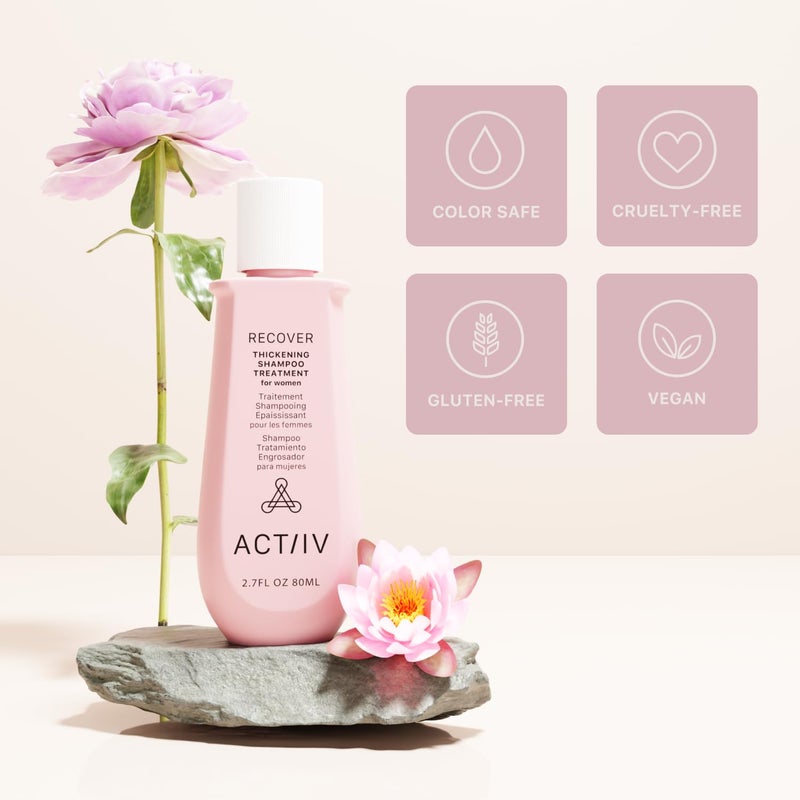 ACTIIV Recover Thickening Shampoo Treatment For Women | Supports the Appearance of Fuller, Healthier-Looking Hair, Supports Scalp Health, Plant-Based, Color-Safe, Vegan, All Hair Types, 80 mL / 2.7 oz - Image 5