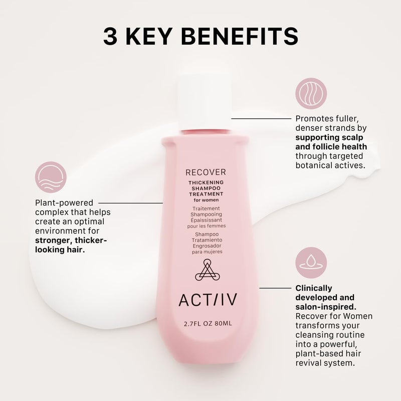 ACTIIV Recover Thickening Shampoo Treatment For Women | Supports the Appearance of Fuller, Healthier-Looking Hair, Supports Scalp Health, Plant-Based, Color-Safe, Vegan, All Hair Types, 80 mL / 2.7 oz - Image 3
