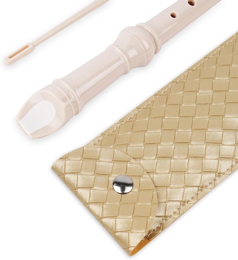 Jasenna Recorder Instrument for Beginner Adults,8-Hole Soprano Descant Recorder Music Flute with with Cleaning Rod & Leather Case For Home Entertainment(2-Woven Gold) - Image 5