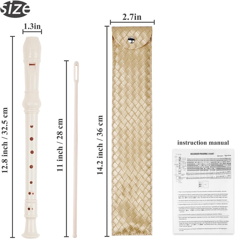 Jasenna Recorder Instrument for Beginner Adults,8-Hole Soprano Descant Recorder Music Flute with with Cleaning Rod & Leather Case For Home Entertainment(2-Woven Gold) - Image 2