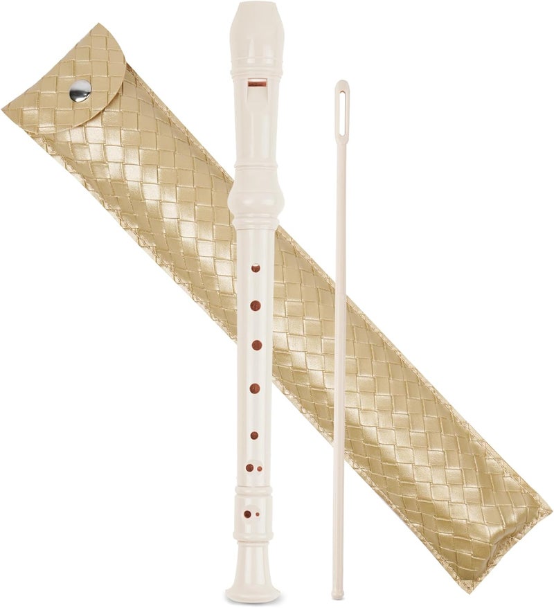Jasenna Recorder Instrument for Beginner Adults,8-Hole Soprano Descant Recorder Music Flute with with Cleaning Rod & Leather Case For Home Entertainment(2-Woven Gold) - Image 1