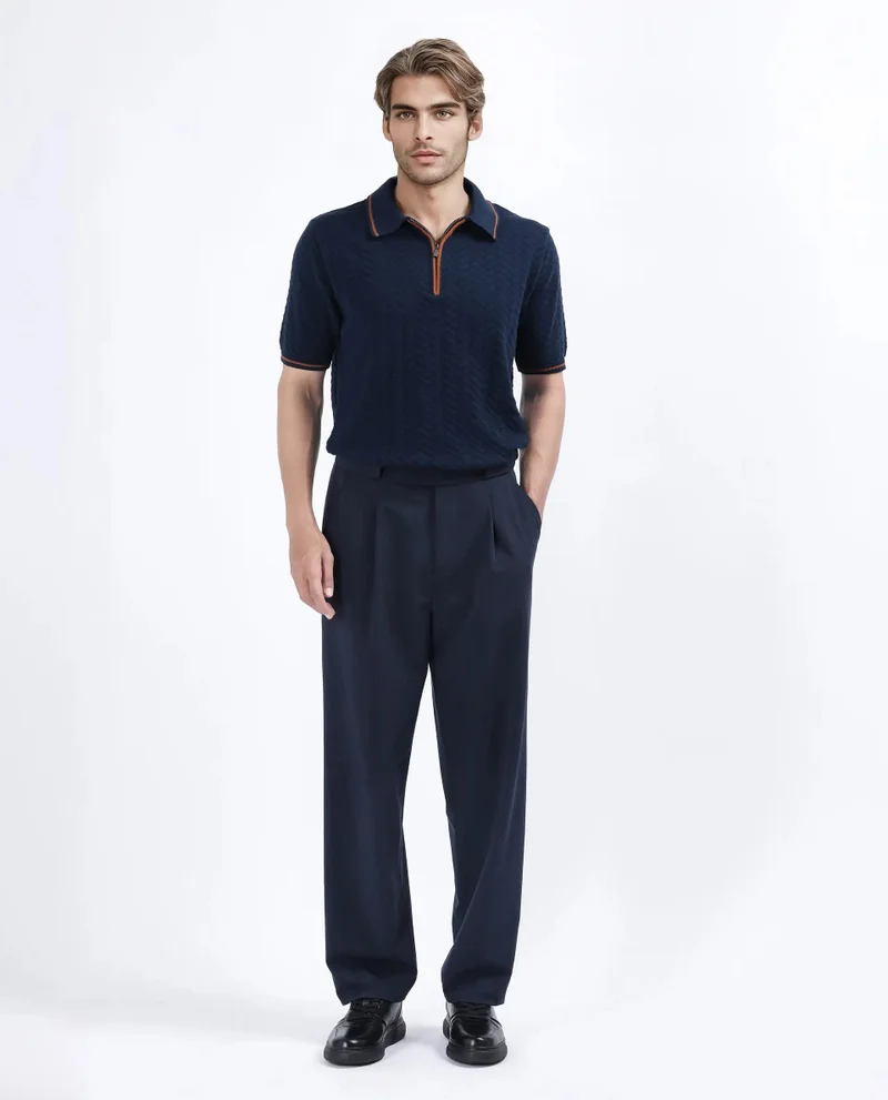 Rare Rabbit Men's Flat Knit Zipper Polo
