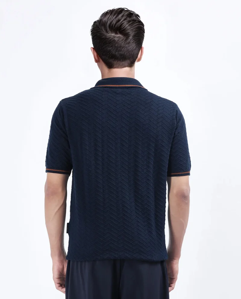 Rare Rabbit Men's Flat Knit Zipper Polo
