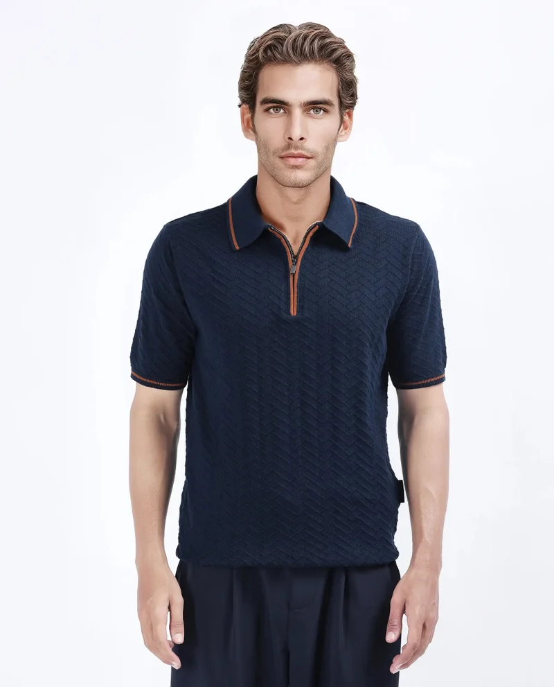 Rare Rabbit Men's Flat Knit Zipper Polo