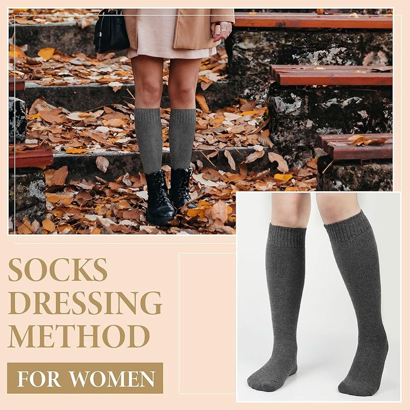 Justay 5 Pairs Womens Knee High Socks Winter Warm Tall Boot Socks Soft Thermal Knit Long Socks for Women Gifts - Image 5
