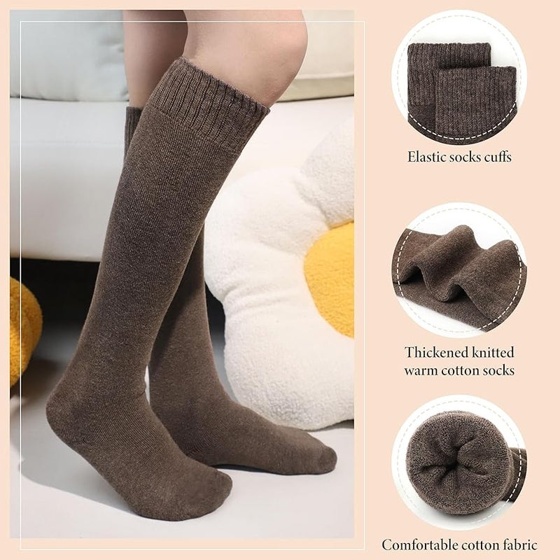 Justay 5 Pairs Womens Knee High Socks Winter Warm Tall Boot Socks Soft Thermal Knit Long Socks for Women Gifts - Image 2