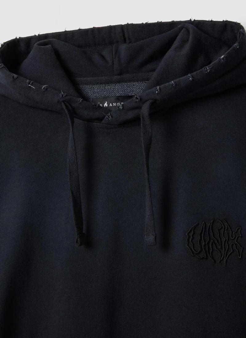 Ovs OVS Black cotton blend oversized fit hooded sweatshirt