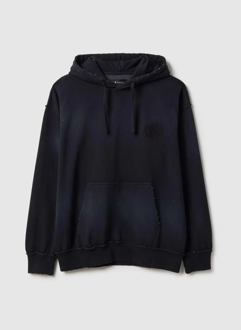 Ovs OVS Black cotton blend oversized fit hooded sweatshirt
