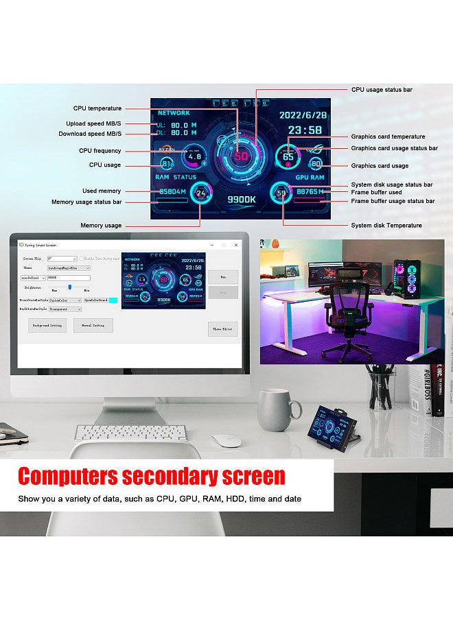 Generic - 3.5 Inch IPS Display Screen USB Secondary Screen Computers CPU GPU RAM HDD Monitor Time Date Display Horizontal Vertical Screen Switch - Image 1