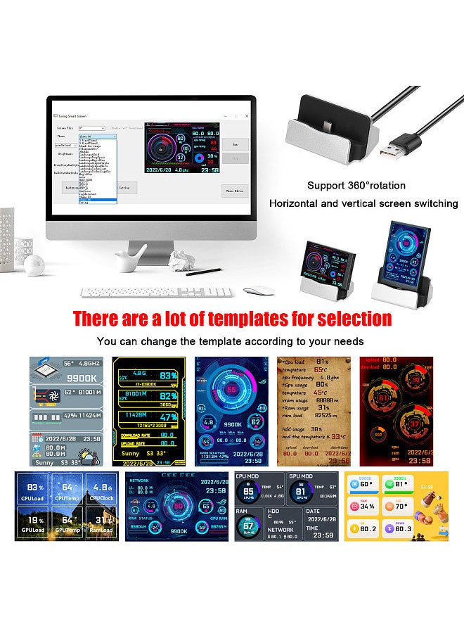 Generic - 3.5 Inch IPS Display Screen USB Secondary Screen Computers CPU GPU RAM HDD Monitor Time Date Display Horizontal Vertical Screen Switch - Image 1