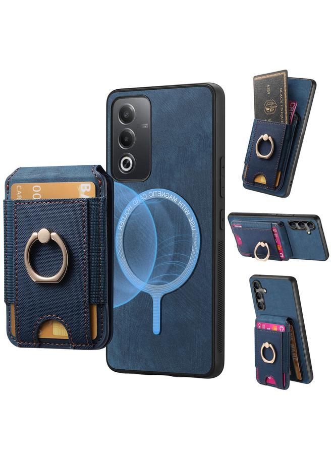 اس-توب جراب هاتف OPPO F19 Pro+ بتصميم كلاسيكي مع حامل مغناطيسي قابل للفصل وحقيبة بطاقات جلدية - Image 1