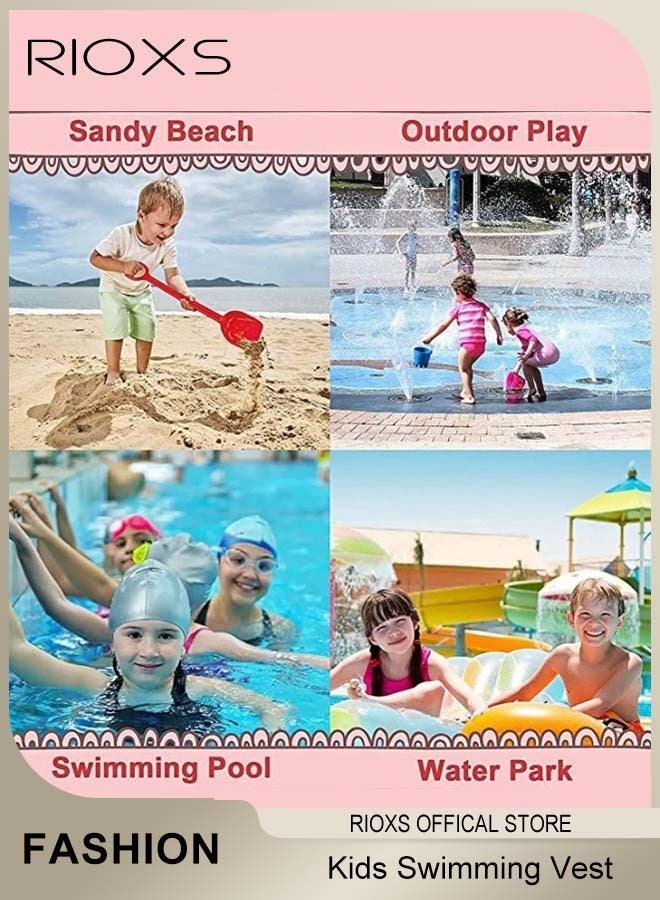 RIOXS Toddler Swim Vest, Kids Boys Girls Swim Jacket with Buckle, Inflatable Swimming Arm Bands, Swim Aid Jumper, Swim Floaties Pool Float for Kids, Arm Floaties Water Wing Arm Band, Puddle/ Sea/ Beach/ Boat Jumper For Boy Girl Baby 2-6 Yrs, Purple Mermaid Swim Vest  - Image 4