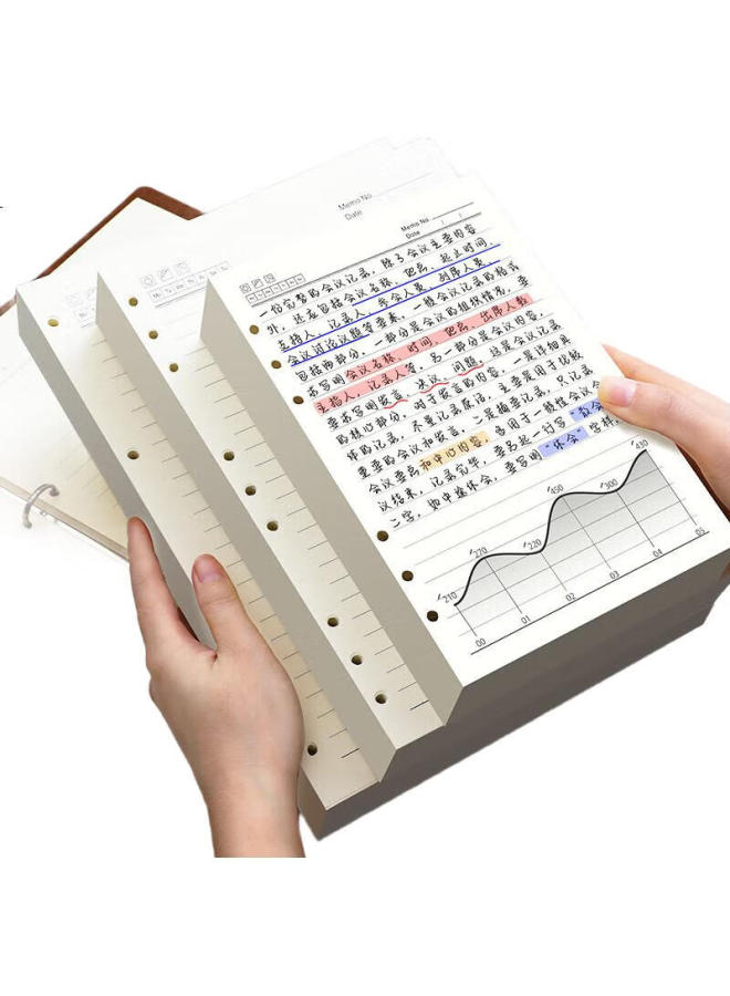 Longe Langjie A5 Loose-Leaf Notebook Refill, 6-Ring Loose-Leaf Paper, Replacement Pages For Notebooks, Thickened 95G Lined Paper, 80 Sheets/Book, Customizable - Image 2