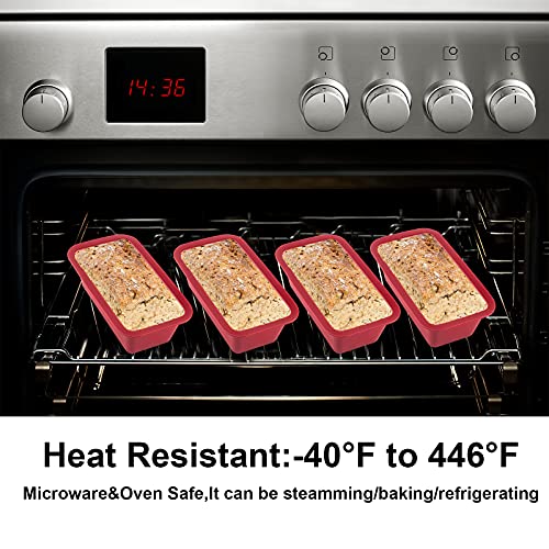 Nalchios Silicone Mini Loaf Pan Set of 4, NonStick Easy Release Rectangle Silicone Mini Cake Pan for Baking Bread, Flexible BPA Free Silione Baking Mold and Bread Mold, Toast Pan, Brownie Loaf Pan, Cake Mold… - Image 3