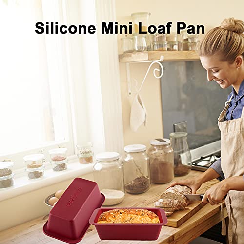 Nalchios Silicone Mini Loaf Pan Set of 4, NonStick Easy Release Rectangle Silicone Mini Cake Pan for Baking Bread, Flexible BPA Free Silione Baking Mold and Bread Mold, Toast Pan, Brownie Loaf Pan, Cake Mold… - Image 2