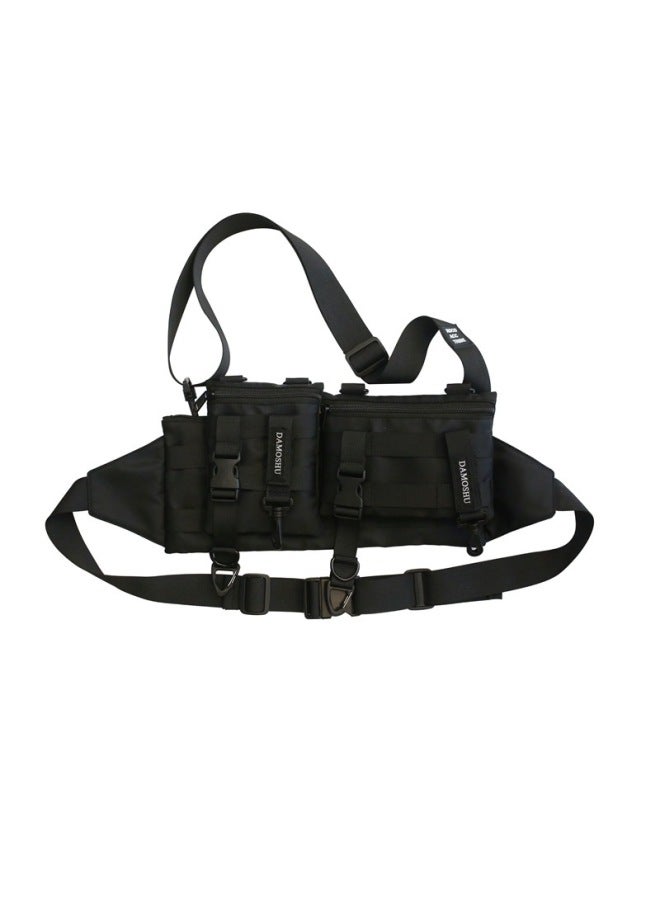 Dark Tactical Combination Waist Bag Men's Street Fashion Cool Functional Chest Bag Disassembly Messenger Bag Tooling Couple Fashion Bag-Color:Gray  - Image 5