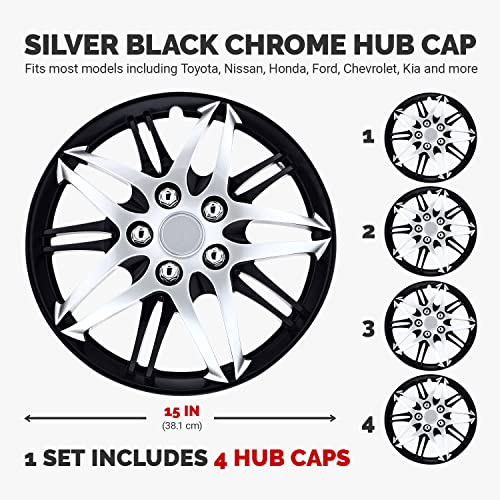 Pilot Automotive WH544-15C-BLK 15 Inch Formula Performance Series Black & Chrome Universal Hubcap Wheel Covers for Cars - Set of 4 - Fits Most Cars - Image 2