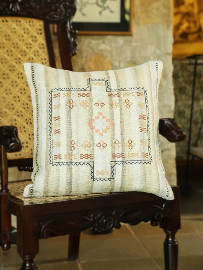 sanskrutihomes sanskrutihomes Geometric Print Organic Cotton Cushion Cover - 45x45cm