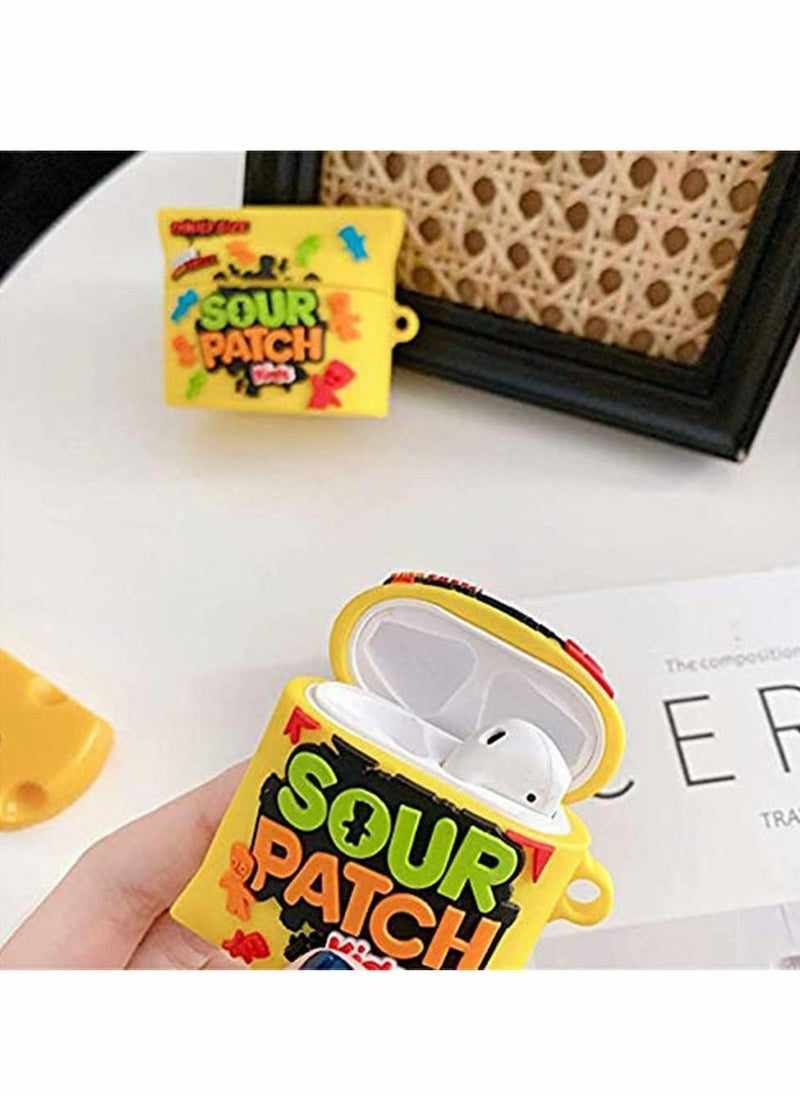 Y&D - Earphone Case, for Airpod 2 1 Case Soft Silicone, Cartoon Kawaii Funny Cover Fashion Food Protective Skin Accessories Keychain Girls Teens Cases Air Pods Compatible Airpods Candy (Yellow) - Image 1
