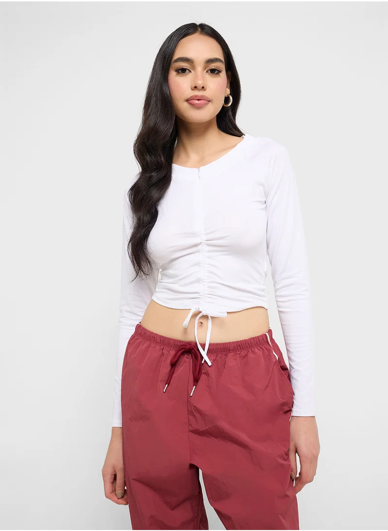 فورورد Ruched Tie Up T-Shirt
