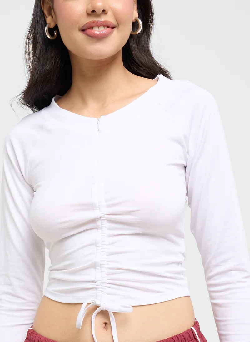 FRWD Ruched Tie Up T-Shirt