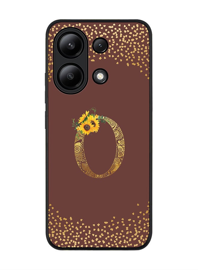 Stylizedd Rugged Black edge case for Xiaomi Redmi Note 13 4G, Cover Custom Monogram Initial Letter Mandala Floral Pattern Alphabet - O  (Brown ) - Image 1