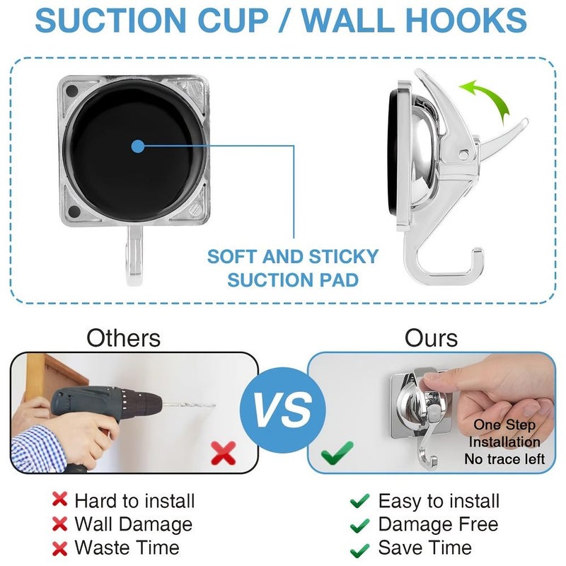 2Pcs Golden Suction Cup Hooks Strong Temperature Resistant Reusable No Drilling Vacuum Hooks For Glass Wall Kitchen Bathroom Towel Bathrobe - Image 4