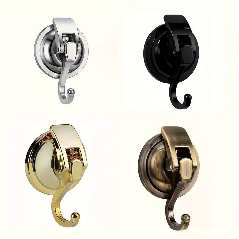 2Pcs Golden Suction Cup Hooks Strong Temperature Resistant Reusable No Drilling Vacuum Hooks For Glass Wall Kitchen Bathroom Towel Bathrobe - Image 1