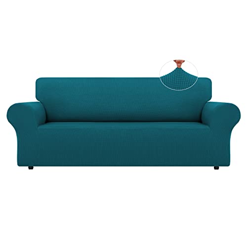 LURKA Stretch Oversized Sofa Slipcovers 1 Piece Couch Covers for 3 Cushion Couch Sofa Furniture Protector Full Sofa Covers with Elastic Bottom for Kids and Pet XLargePeacockblue