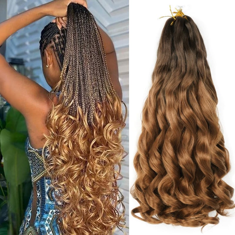 WIPPORYA French Curl Braiding Hair 24 inch 6 Packs Loose Wave Bouncy Braiding Hair Pre Stretched 100/pack Yaki Curly Crochet Hair for Black Women Hair Extensions(24 inch(pack of 6),4/30) - Image 1