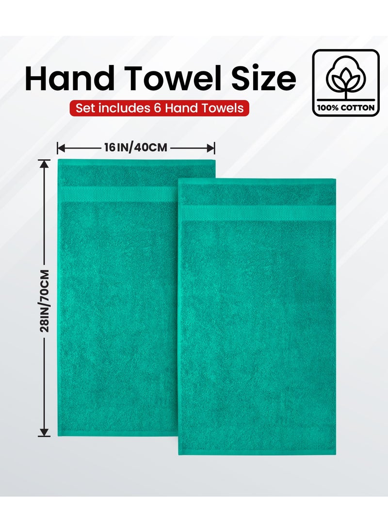 Infinitee Xclusives - Premium Green Hand Towels - Pack of 6, 16 x 28 Inches (41 x 71cm) Bathroom Hand Towel Set, Hotel & Spa Quality Hand Towels for Bathroom, Highly Absorbent and Super Soft Bathroom Towels by Infinitee Xclusives - Image 1