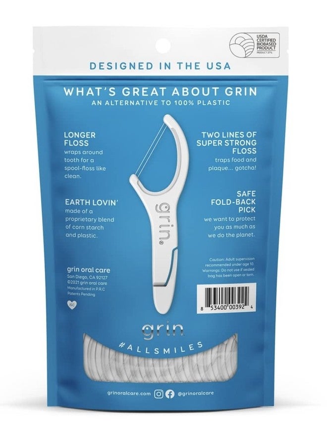 Grin Dental Floss |3 Packs of 60 (Double Twice The Clean Deux Fois Plus Propre), White, Total: 180, 1.0 Foot, 0.18 pounds - Image 2