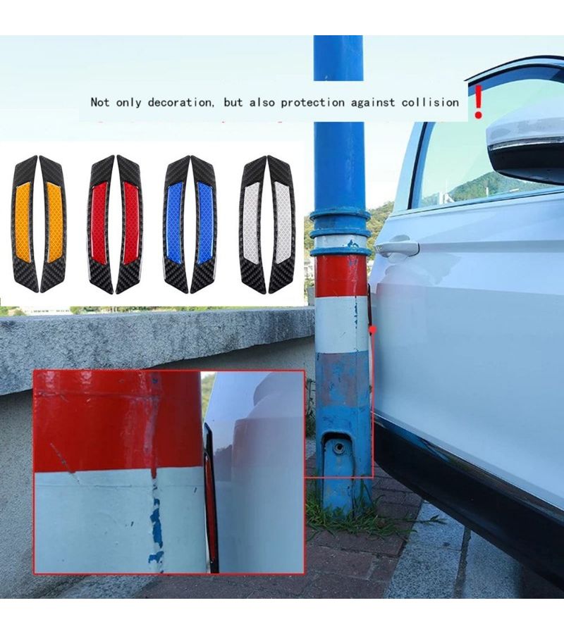 2pcs Red 5D Carbon Fiber Wheel Arch Reflective Safety Decals Styling Stickers - Image 5