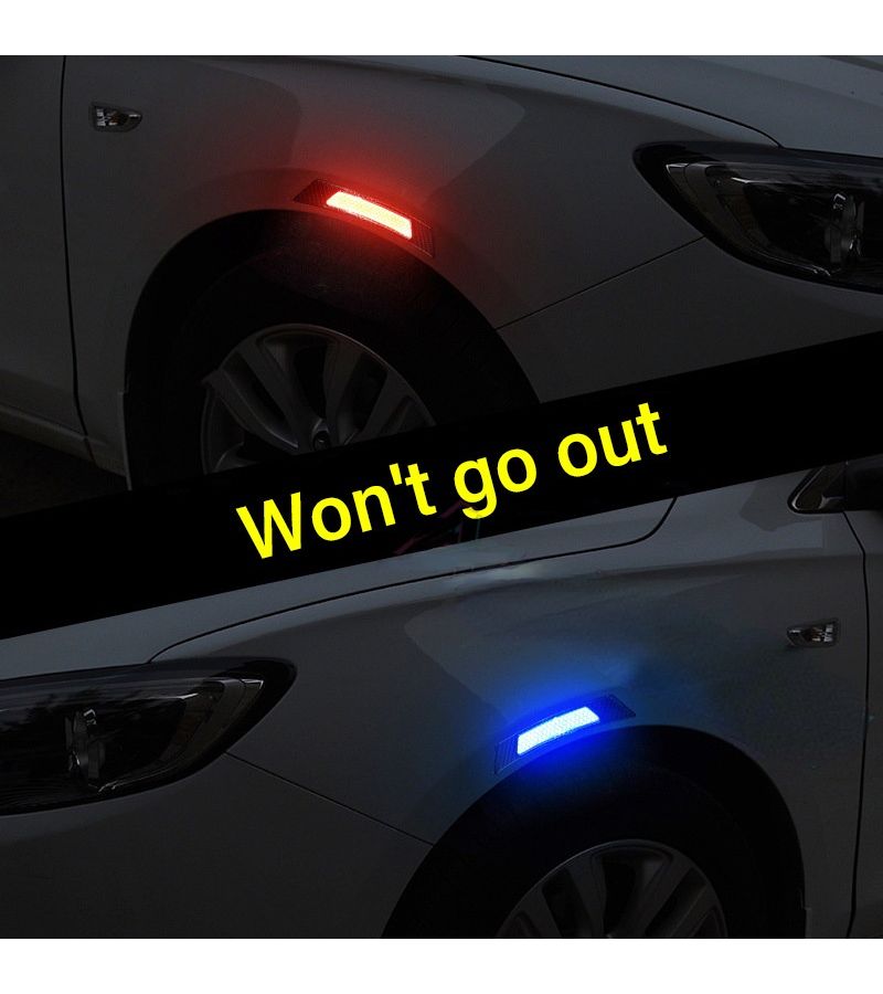 2pcs Red 5D Carbon Fiber Wheel Arch Reflective Safety Decals Styling Stickers - Image 4