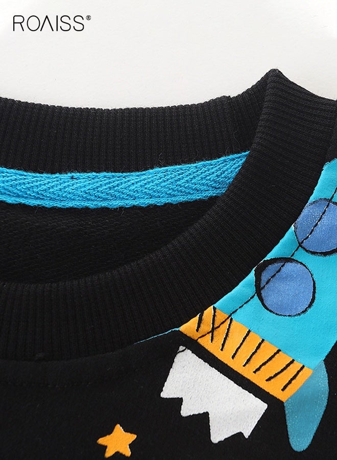 رويس بلوزة أنيقة للأولاد الصغار، بلوزة برقبة مستديرة وأكمام طويلة بنقشة جميلة، مناسبة للارتداء اليومي أو أي مناسبة - Image 2