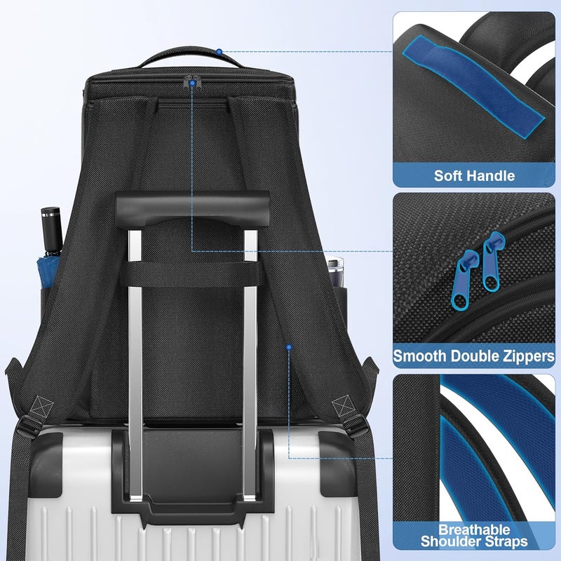 Rysker PS5/PS5 Slim/Pro Console Backpack, PS5 Travel Bag with Full Protection, Large Capacity PS5 Carry Bag, PS Portal, Laptop, Game Card, PlayStation 5 Backpack with 3 Cable Pockets - Black - Image 5
