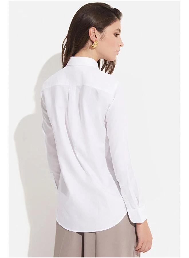 جون June Exclusive Cotton Basic Shirt White