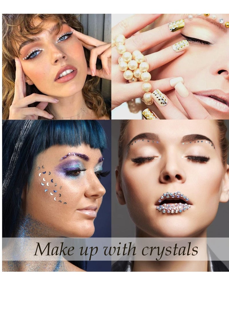 Excefore Bindi Dots Face Jewels Face Jewelry For Women Face Gems Stick On Eye Forehead Crystals Sticker Tears Rainbow Pearl Rhinestones For Makeup Party Festival Accessory Nail Art Decoration(6 Sheets)  - Image 2