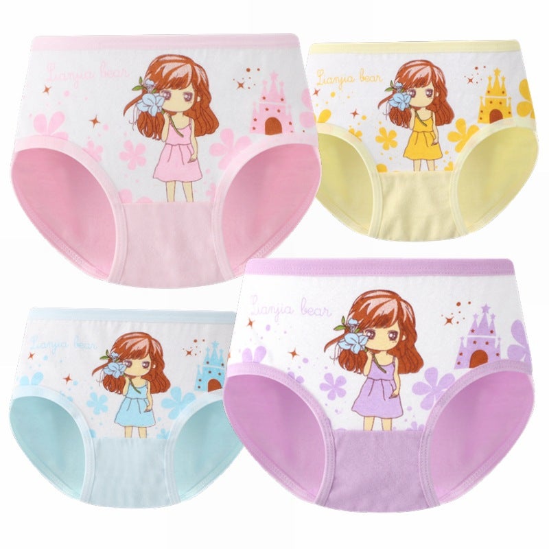 New Candy-Colored Cotton Girls Underwear with Cartoon Prints 1130 color mixing 