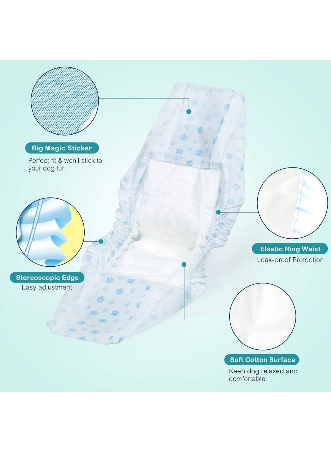 SKY-TOUCH 12 قطعة حفاضات قابلة للتصرف للكلاب، أشرطة بطن للكلاب الذكور، فائقة الامتصاص وحماية من التسرب 360° لمنع التحديد في الغرفة، محيط 28-42 سم، الوزن 4-8 كجم - Image 4