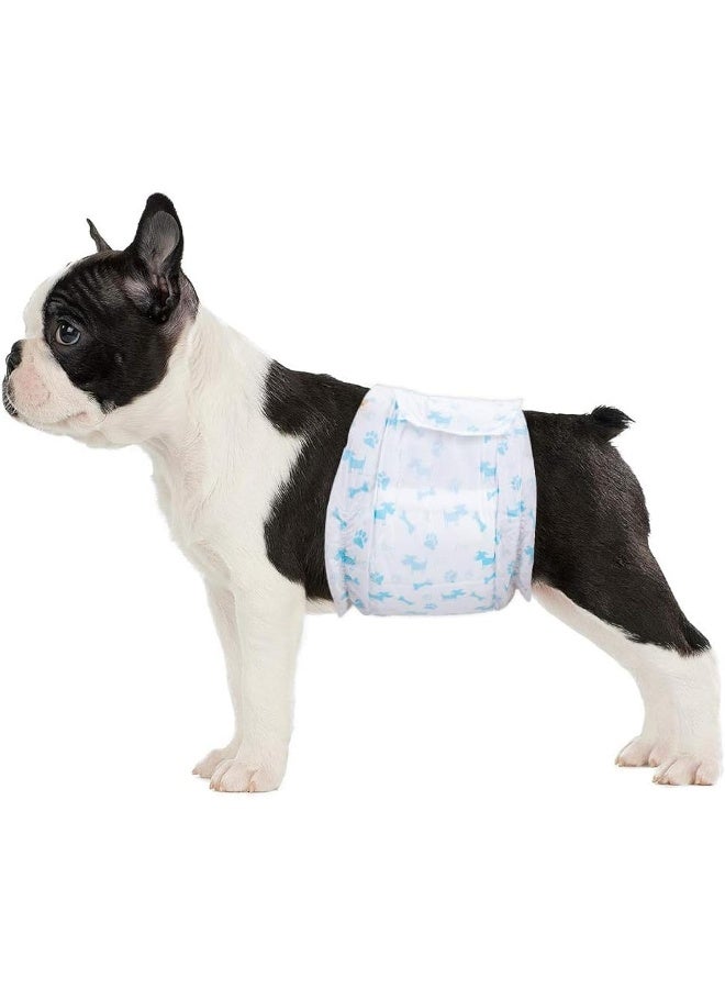 SKY-TOUCH 12 قطعة حفاضات قابلة للتصرف للكلاب، أشرطة بطن للكلاب الذكور، فائقة الامتصاص وحماية من التسرب 360° لمنع التحديد في الغرفة، محيط 28-42 سم، الوزن 4-8 كجم - Image 1